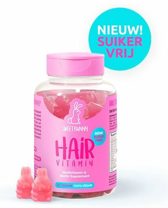 Sweet Bunny Haarvitamines Vegan & Suikervrij 60st 1 Sweet Bunny Haarvitamines Vegan & Suikervrij 60st